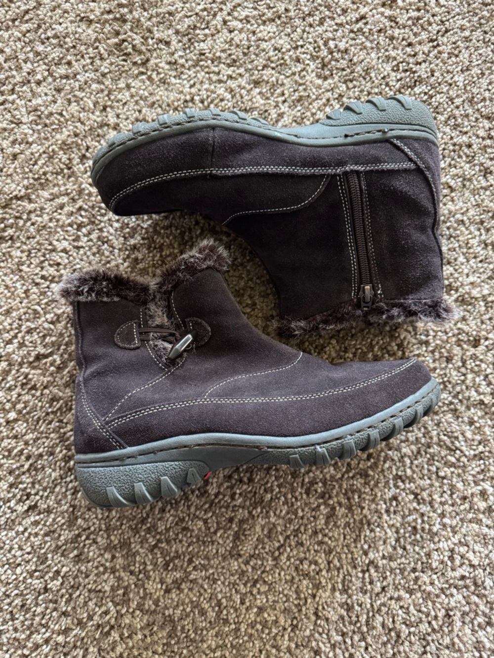 Khombu Dark Brown Faux-Fur Trim Winter Boots